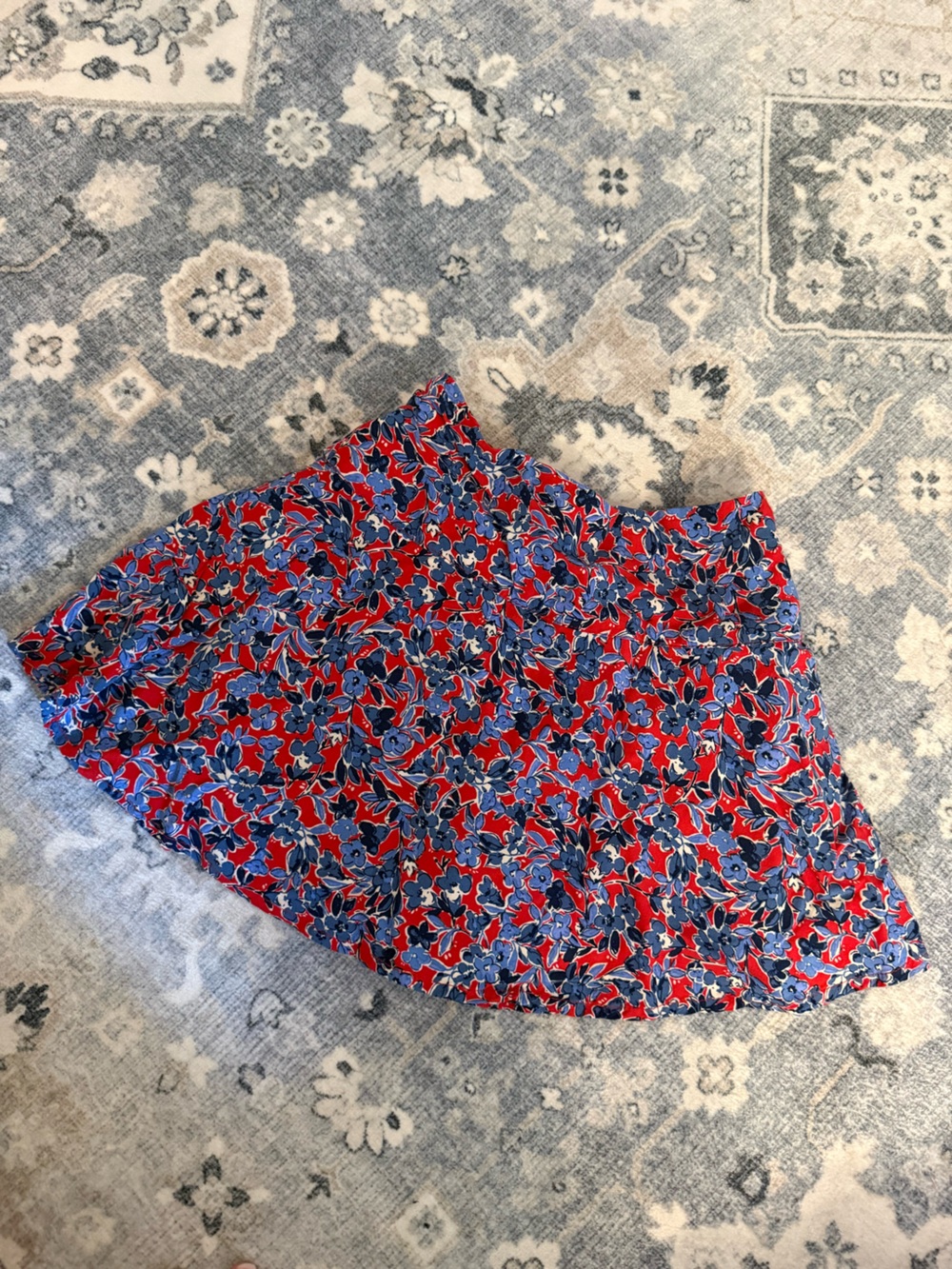 Crewcuts Floral A-Line Skort in Red and Blue